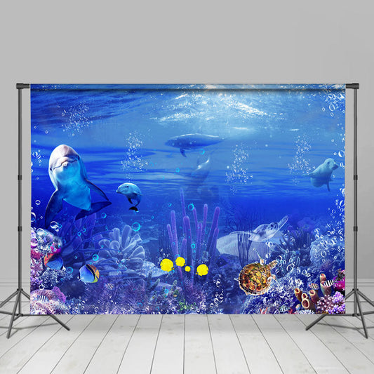 Lofaris Blue Seaweed Valley Dolphin Summer Photo Backdrop