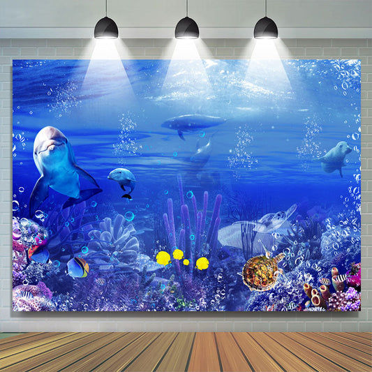 Lofaris Blue Seaweed Valley Dolphin Summer Photo Backdrop