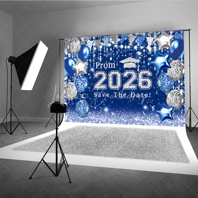 Lofaris Blue Silver Balloons Bokeh Graduation Prom Backdrop