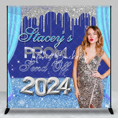 Lofaris Blue Silver Send Off 2024 Custom Grad Party Backdrop