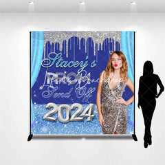 Lofaris Blue Silver Send Off 2024 Custom Grad Party Backdrop