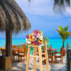 Lofaris Blue Sky Beach Bar Summer Seaside Holiday Backdrop