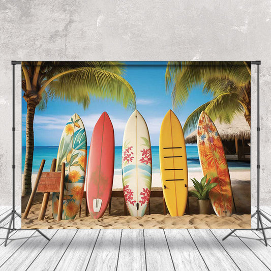 Lofaris Blue Sky Beach Surboards Summer Holiday Backdrop