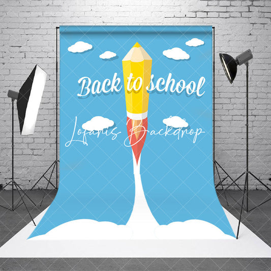 Lofaris Blue Sky Cloud Flying Pencil Back To School Backdrop