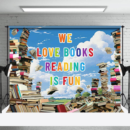 Lofaris Blue Sky Cloud Read Is Fun World Book Day Backdrop