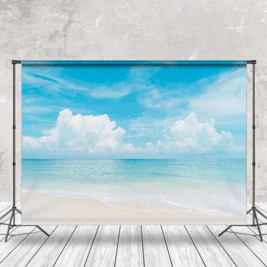 Lofaris Blue Sky Cloud Sandy Beach Summer Photo Backdrop