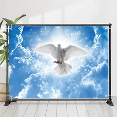 Lofaris Blue Sky Clouds Flying White Dove Baptism Backdrop