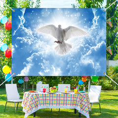 Lofaris Blue Sky Clouds Flying White Dove Baptism Backdrop