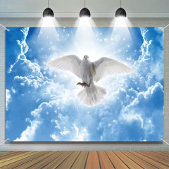 Lofaris Blue Sky Clouds Flying White Dove Baptism Backdrop