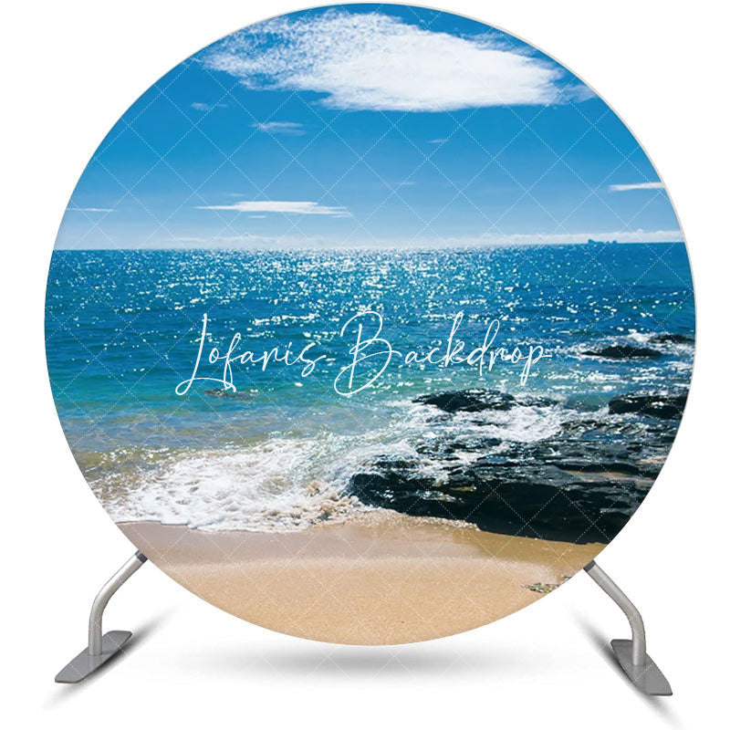 Lofaris Blue Sky Reef Hawaii Beach Round Birthday Backdrop