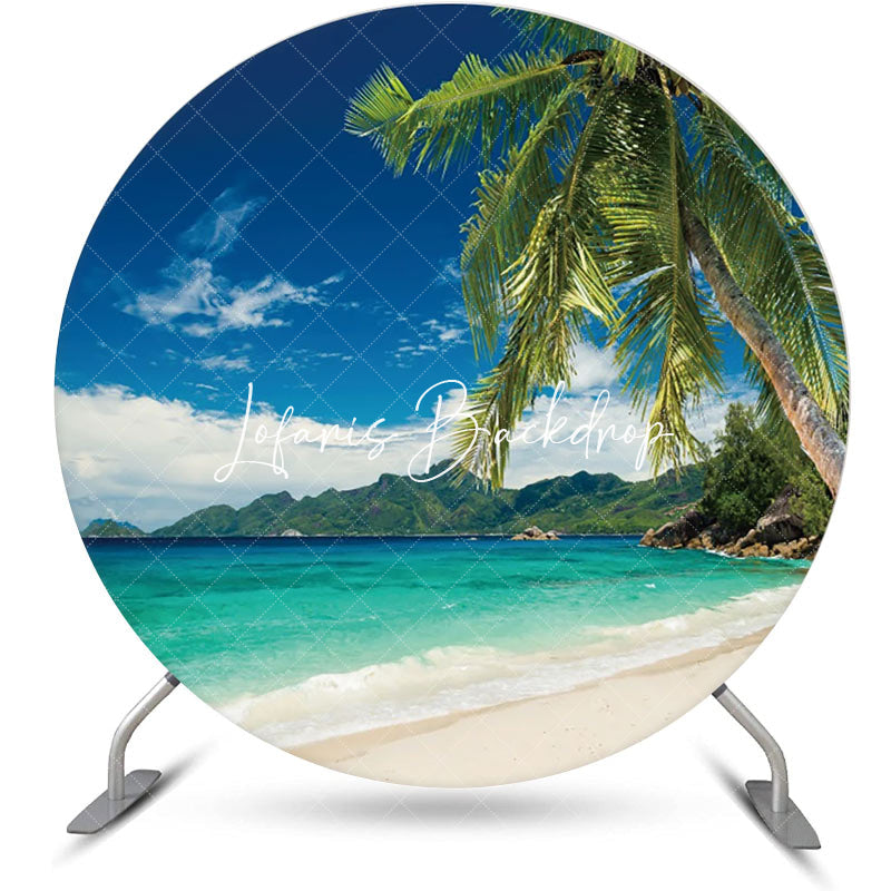 Lofaris Blue Sky Trees Hawaii Beach Round Birthday Backdrop