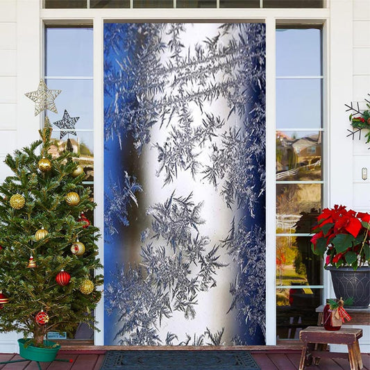 Lofaris Blue Sliver Snowflake Simple Christmas Door Cover