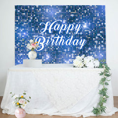 Lofaris Blue Sparkling Sequin Dance Happy Birthday Backdrop