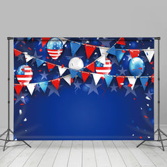 Lofaris Blue Stripe Balloon Stars Independence Day Backdrop