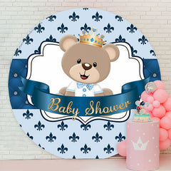 Lofaris Blue Teddy Bear Baby Shower Round Backdrop For Boy