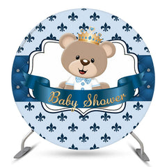 Lofaris Blue Teddy Bear Baby Shower Round Backdrop For Boy