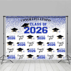Lofaris Blue Theme 2026 Caps Congrats Grad Party Backdrop