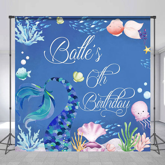 Lofaris Blue Undersea Lives Bubble Custom Birthday Backdrop