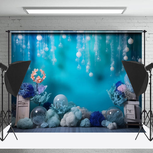 Lofaris Blue Undersea World Coral Mermaid Summer Backdrop