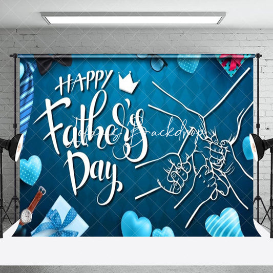 Lofaris Blue Various Gifts Heart Happy Fathers Day Backdrop