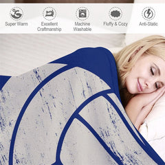 Lofaris Blue Volleyball Jersey Sports Style Custom Name Blanket