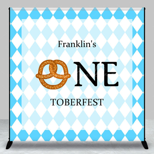 Lofaris Blue White Custom Name One Toberfest Party Backdrop