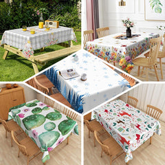 Lofaris Blue White Dense Pattern Dining Rectangle Tablecloth