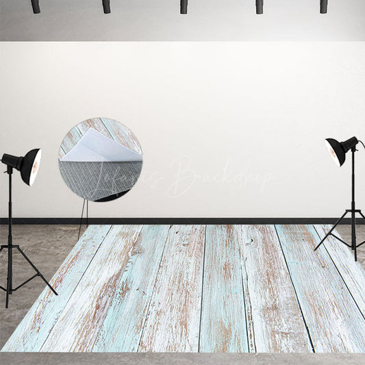 Lofaris Blue White Paint Wooden Floor Backdrop For Photo