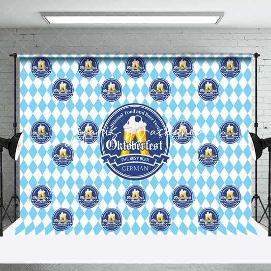 Lofaris Blue White Rhombus The Best Beer Oktoberfest Backdrop