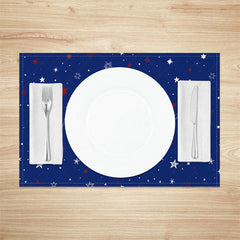 Lofaris Blue White Stars Seamless Fabric Set Of 4 Placemats