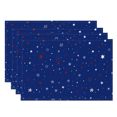 Lofaris Blue White Stars Seamless Fabric Set Of 4 Placemats