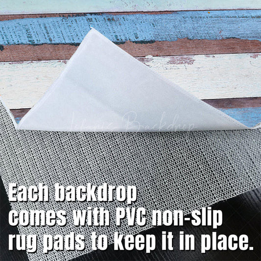 Lofaris Blue White Yellow Paint Style Wooden Floor Backdrop