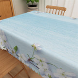 Load image into Gallery viewer, Lofaris Blue Wood Texture White Floral Tablecloth For Kitchen