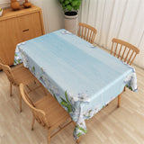 Load image into Gallery viewer, Lofaris Blue Wood Texture White Floral Tablecloth For Kitchen