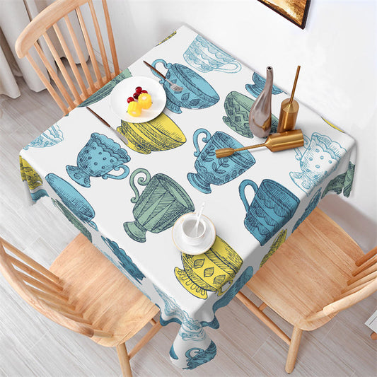 Lofaris Blue Yellow Tumblers Patterns Square Tablecloth