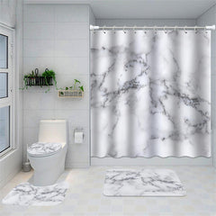 Lofaris Blurred White Grey Marble Artistic Shower Curtain