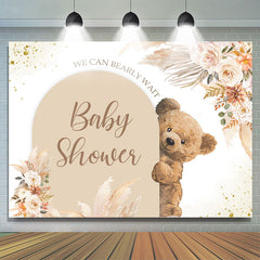 Lofaris Boho Floral Brown Bear Backdrop For Baby Shower