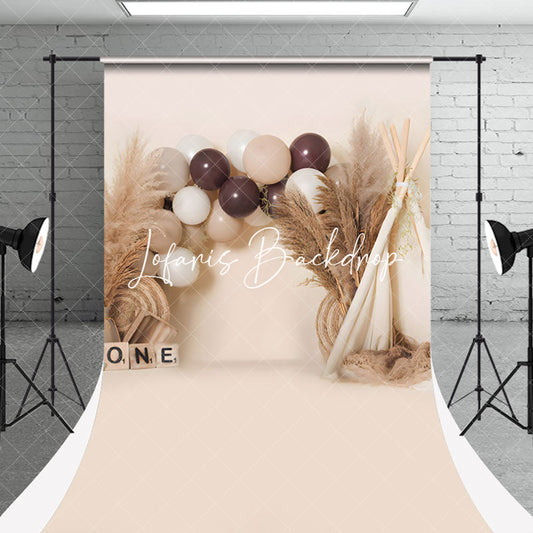 Lofaris Boho Hay Balloons Tent Sweep Backdrop For Cake Smash