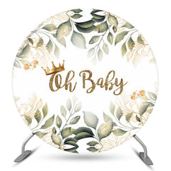 Lofaris Boho Leaves Oh Baby Shower Party Round Backdrop