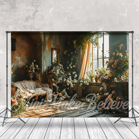 Lofaris Boho Living Room Sunshine Floral Spring Backdrop