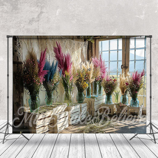 Lofaris Boho Room Feather Flower Vase Spring Photo Backdrop