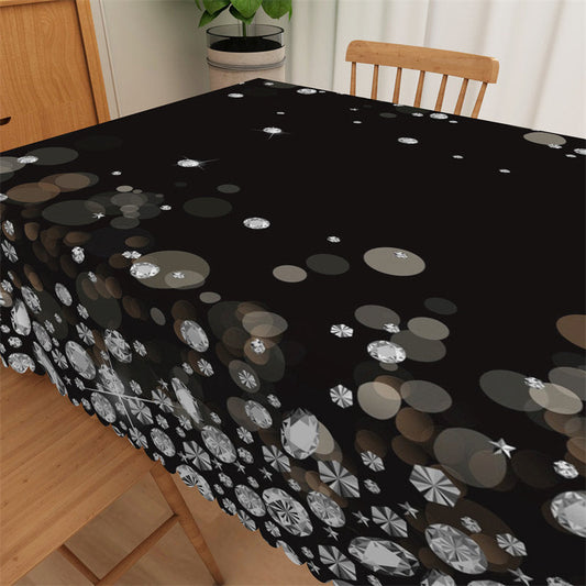Lofaris Bokeh Glitter Diamond Black Wedding Party Tablecloth