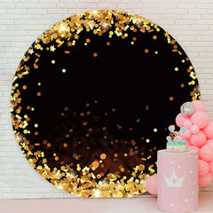 Lofaris Bokeh Golden Glitter Black Round Party Backdrop