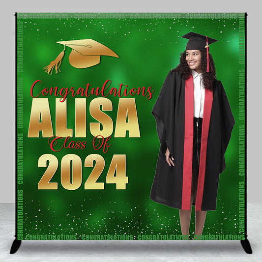 Lofaris Bokeh Green Class 2024 Custom Graduation Backdrop
