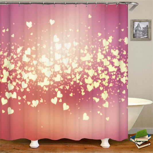 Lofaris Bokeh Pink Heart Digital Printing Shower Curtain