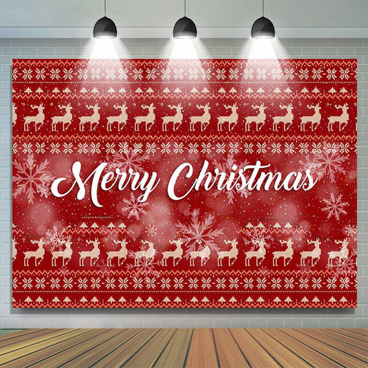 Lofaris Bokeh Snowflake Deer Red Merry Christmas Backdrop