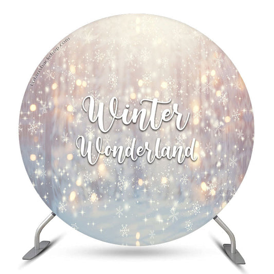 Lofaris Bokeh Snowy Winter Wonderland Round Holiday Backdrop