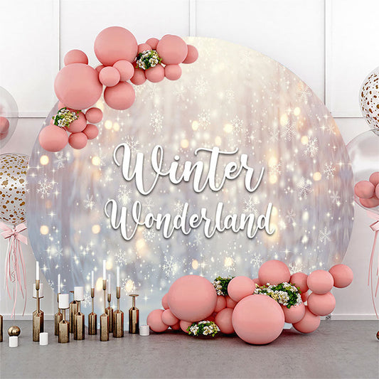 Lofaris Bokeh Snowy Winter Wonderland Round Holiday Backdrop