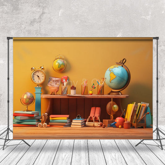 Lofaris Books Clock Pencil back to school Photo Backdrops