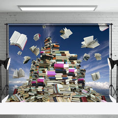 Lofaris Books Flying In Blue Sky World Book Day Backdrop